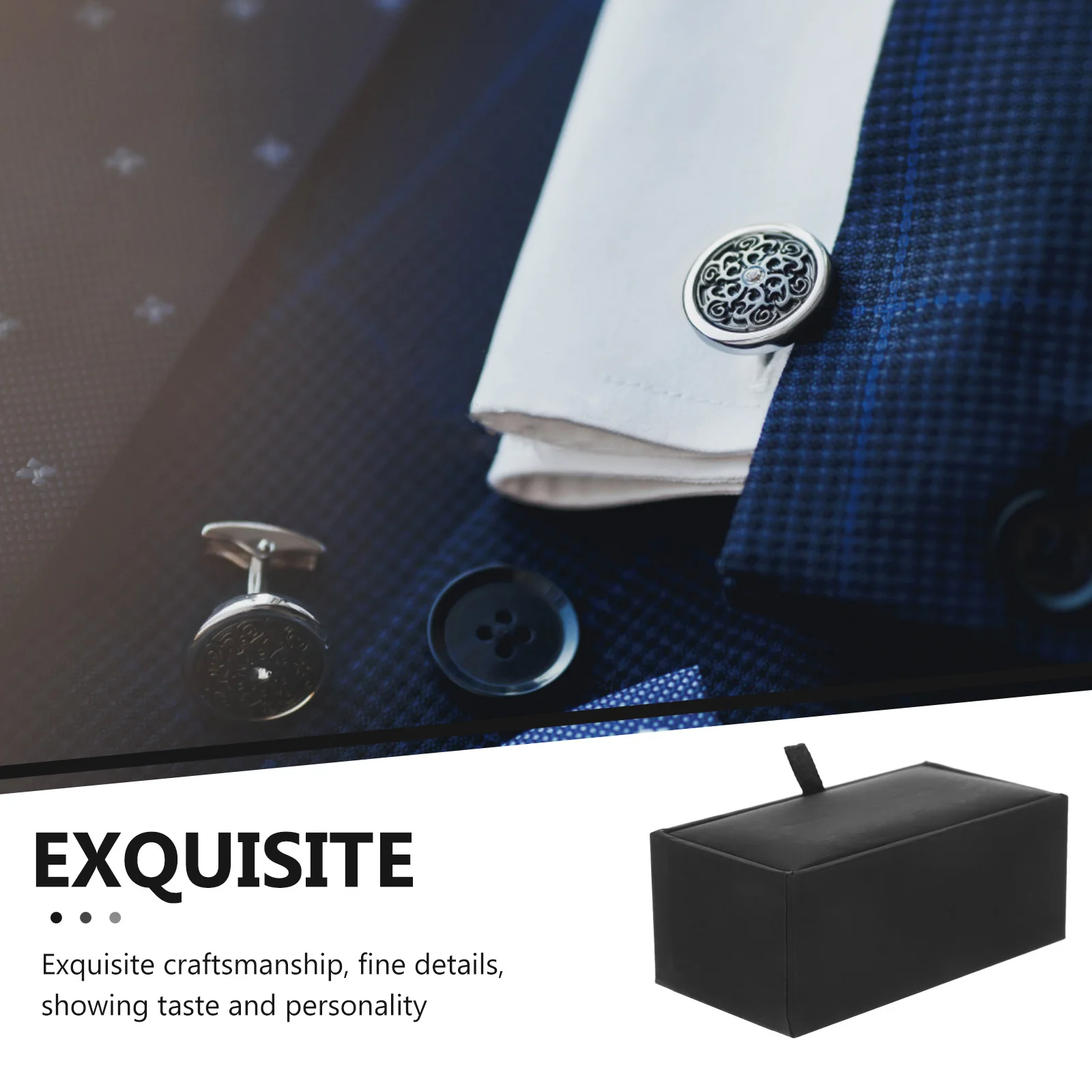 

Black Cufflinks Square Storage Jewelry Gift Boxes For Jewelry Gift Case Empty Boxes Display Portable Organizer