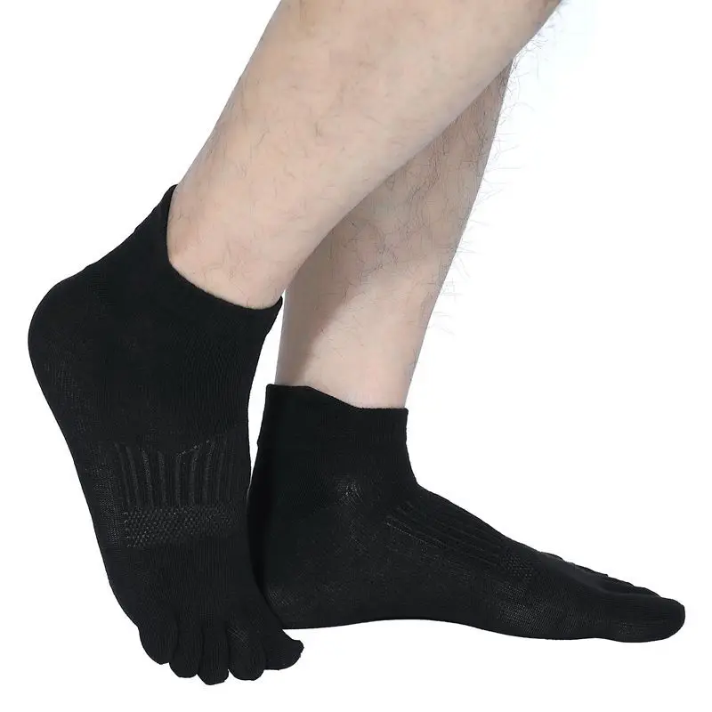 6 pares de calcetines de 5 dedos de fibra de bambú de Color sólido, malla Unisex, transpirable, cómodo, desodorante, protege el tobillo, calcetines cortos con dedos de los pies