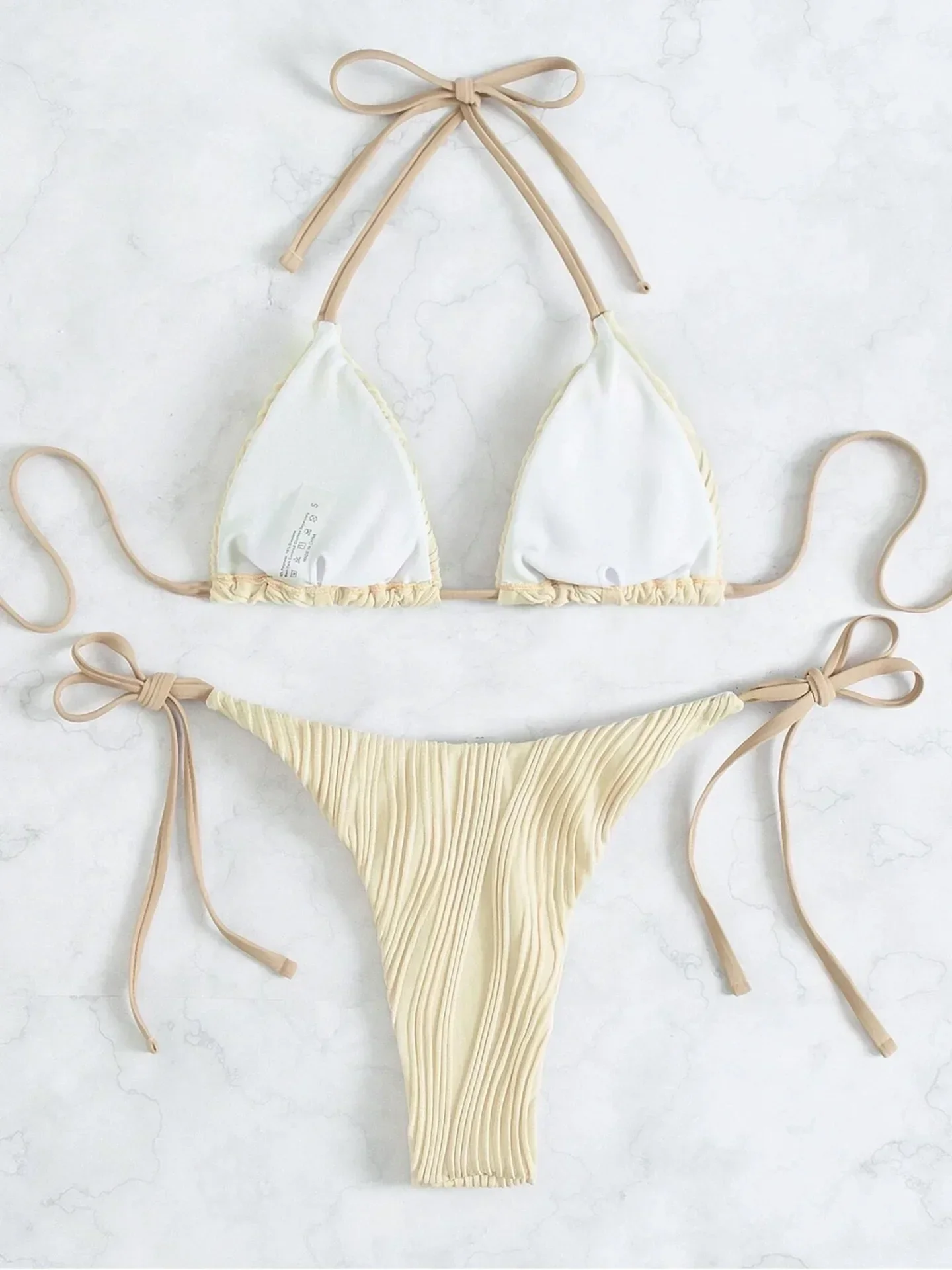 2025 String Bikini Solid Perizoma Costume da bagno brasiliano Costume da bagno donna Costumi da bagno sexy Abbigliamento da spiaggia femminile Nuoto estivo Trikini