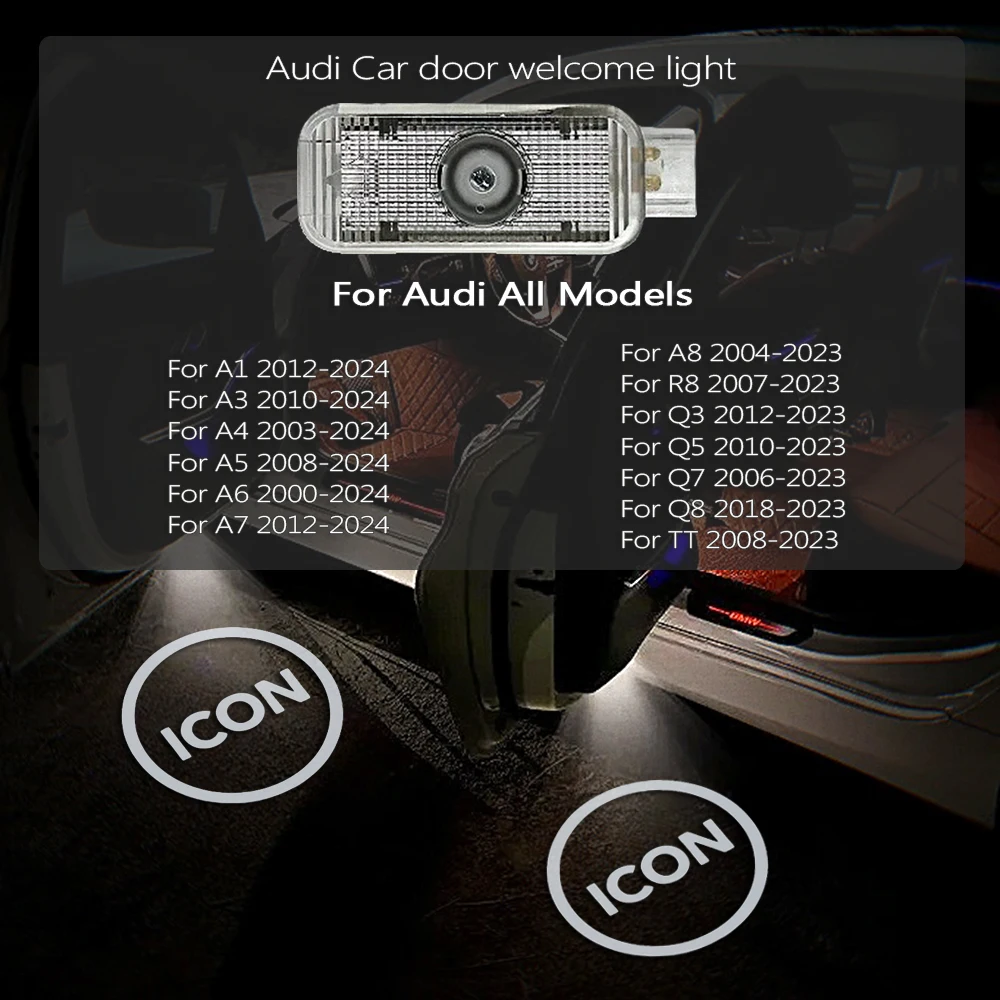 Led Car Door Welcome Lights For Audi A1 A3 A4 A5 A6 A7 A8 Q3 Q5 Q7 Q8 TT A8 Logo Projector Lamp - view 2