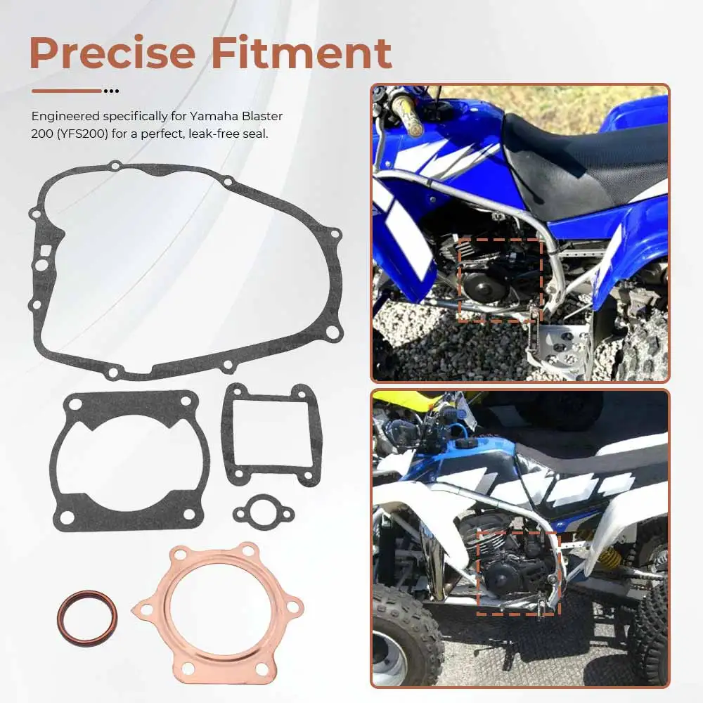 1 Set Black and Copper Motorcycle Engine Gaskets Kit Compatible With Yamaha Blaster 200 YFS200 1988-up Models 4