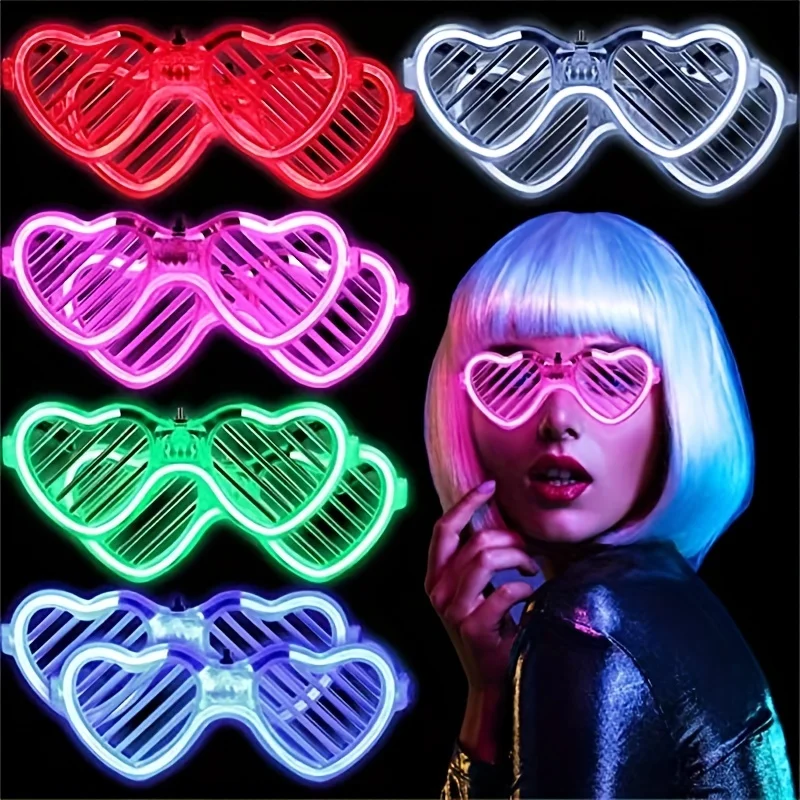 Heart LED Glasses Light Up Glasses Heart Shutter Sunglasses Glow in The Dark Party Halloween Christmas Props Party Decoration