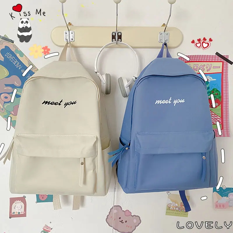 New Student Solid Backpack for Junior High School Students Large Capacity Japanese Schoolbag Korean Style Fashion school bag ita