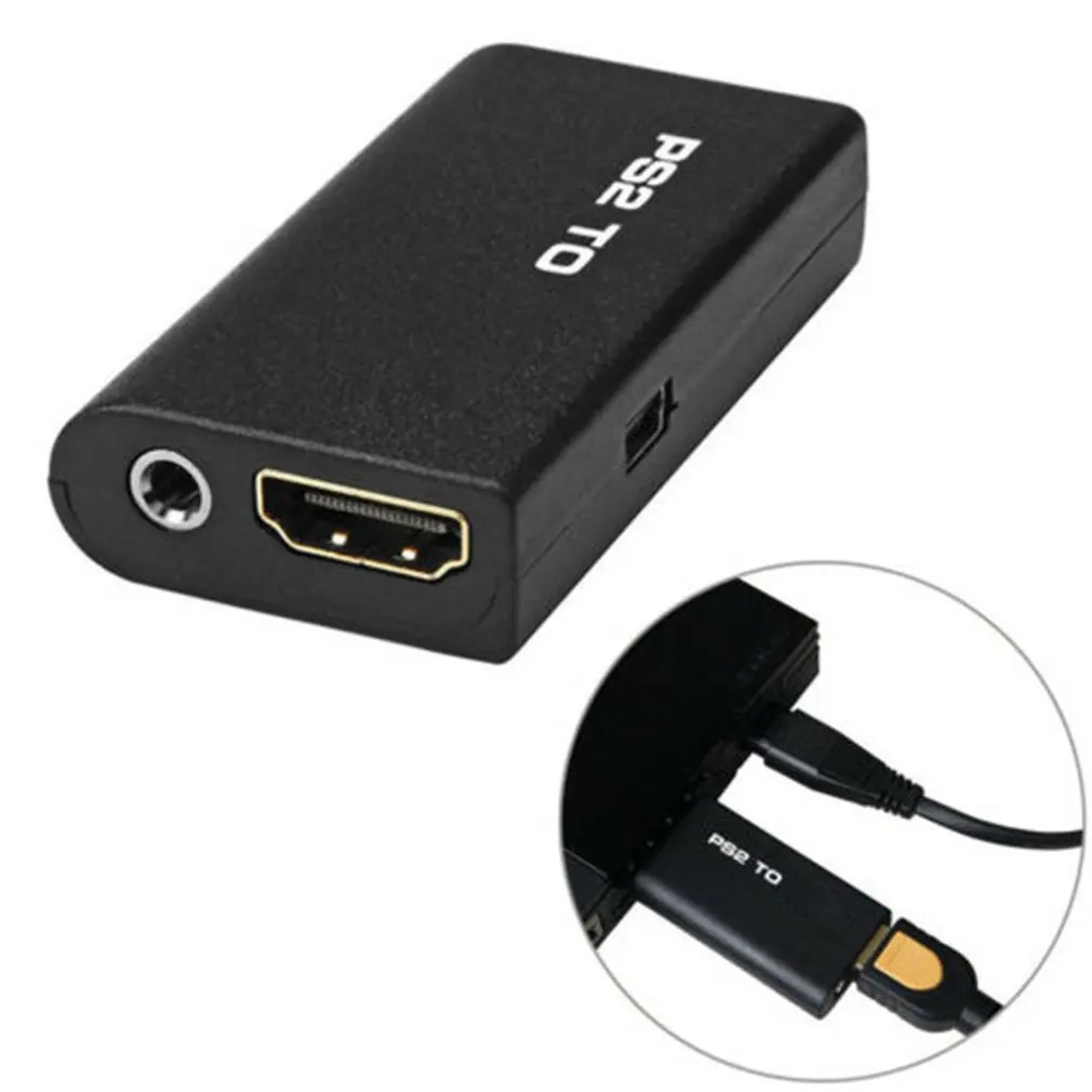 Convertidor compatible con PS2 a HDMI, adaptador estable y resistente compatible con PS2 a HDMI con adaptador de Audio y vídeo, envío directo