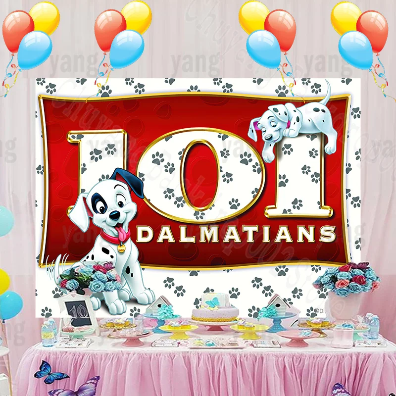 Disney 101 Dalmatians Lovely Pongo Perdita Photo Backdrop Newborn Happy Birthday Party Cartoon Decoration Backgrounds Banner