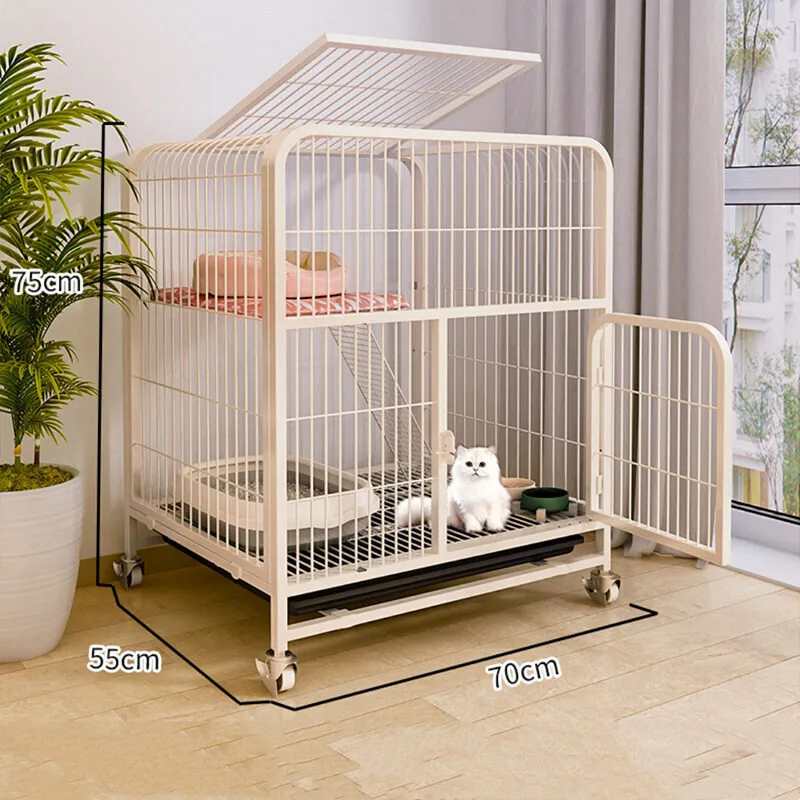 Simple Stainless Steel Pet Villa Duplex Luxury Cat House Dog House Large Space Free Activity Cat Dog House Pet Supplies