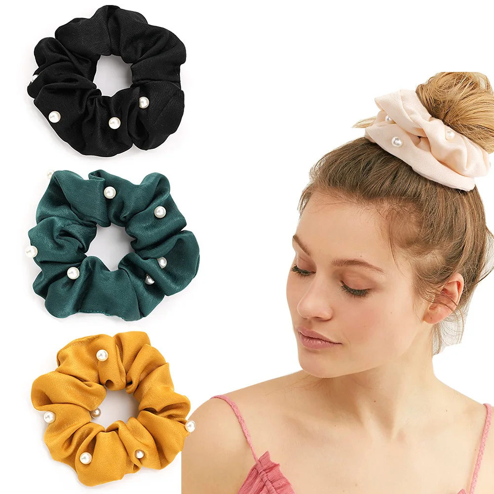 Hair Accessories Women Bead Design Ladies Hair Tie Lady Female Fashion Big Scrunchies Ponytail Hair Girl Holder Rope Fashion