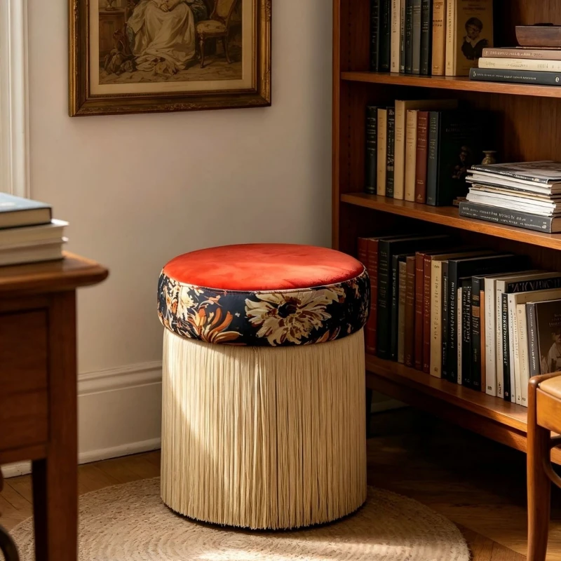Medieval makeup stool round stool fringed stool