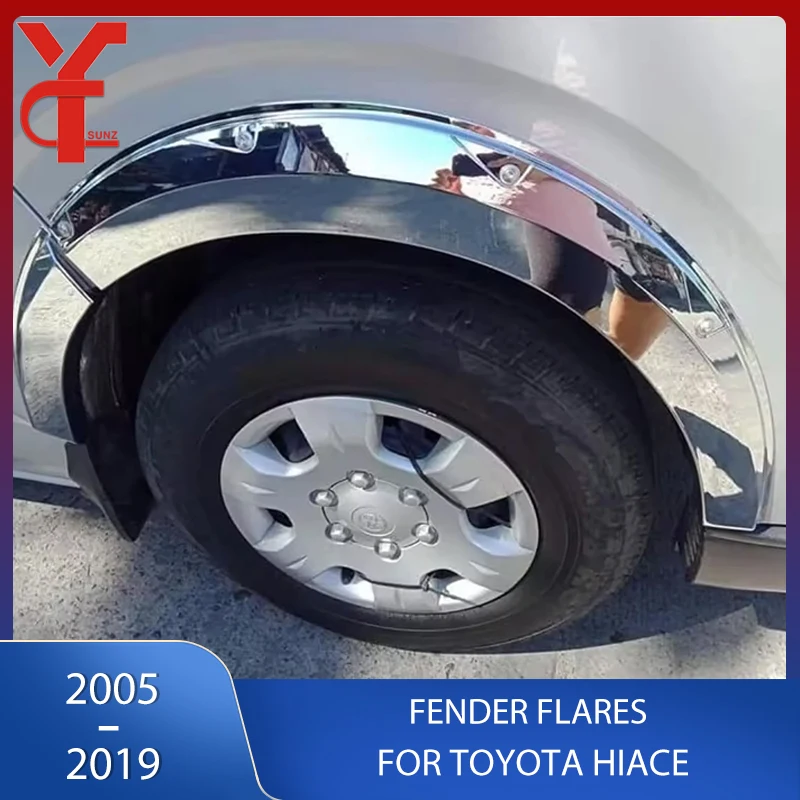 ABS Chrome Wheel Arch Fender Flares Chrome Mudguards For Toyota Hiace 2005 2006 2007 2008 2009 2010-2019 Commuter Van YCSUNZ