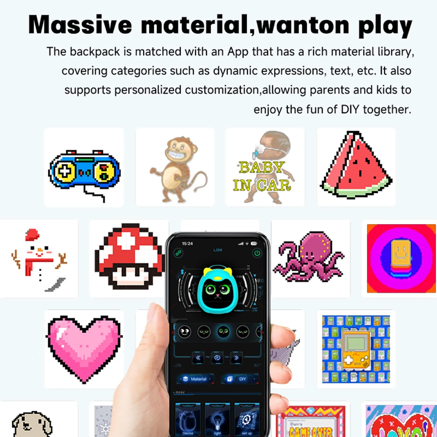 LOY C5-1 LED Screen Baby Kindergarten Schoolbag Cellphone App Control Display Backpack Kid's Waterproof Travelling Satchels