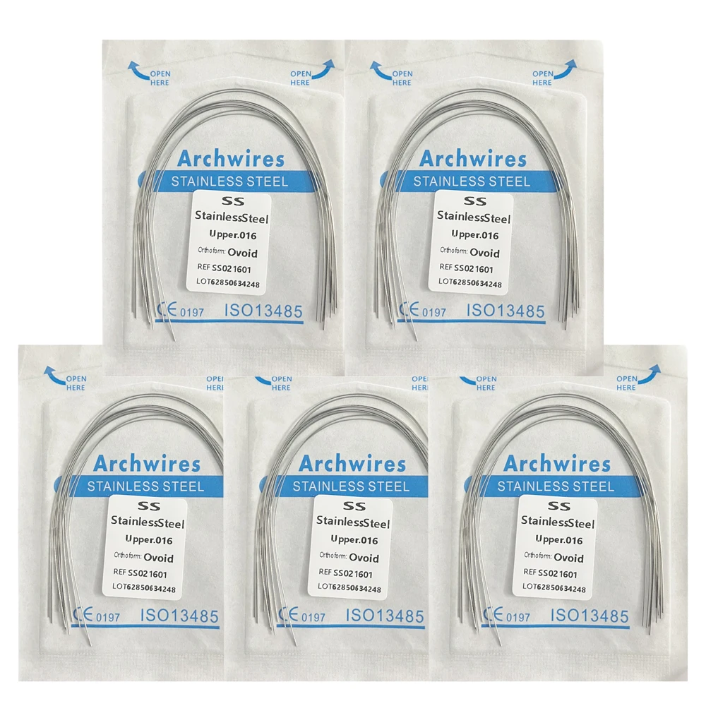 5Pack AG Tandheelkundige Boogdraden Orthodontische Super Elastische NITI Ronde Rechthoekige Boogdraad Onder/Boven 012/014/016/018/020/16x16/16x22