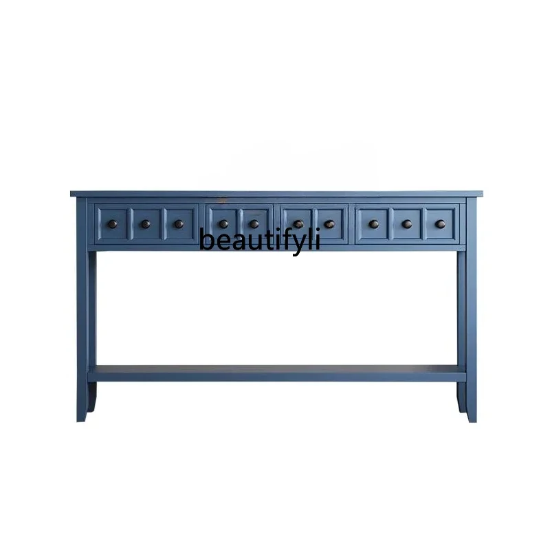 

Rural retro entrance table against the wall corridor decoration table shelf light luxury style door entry side table