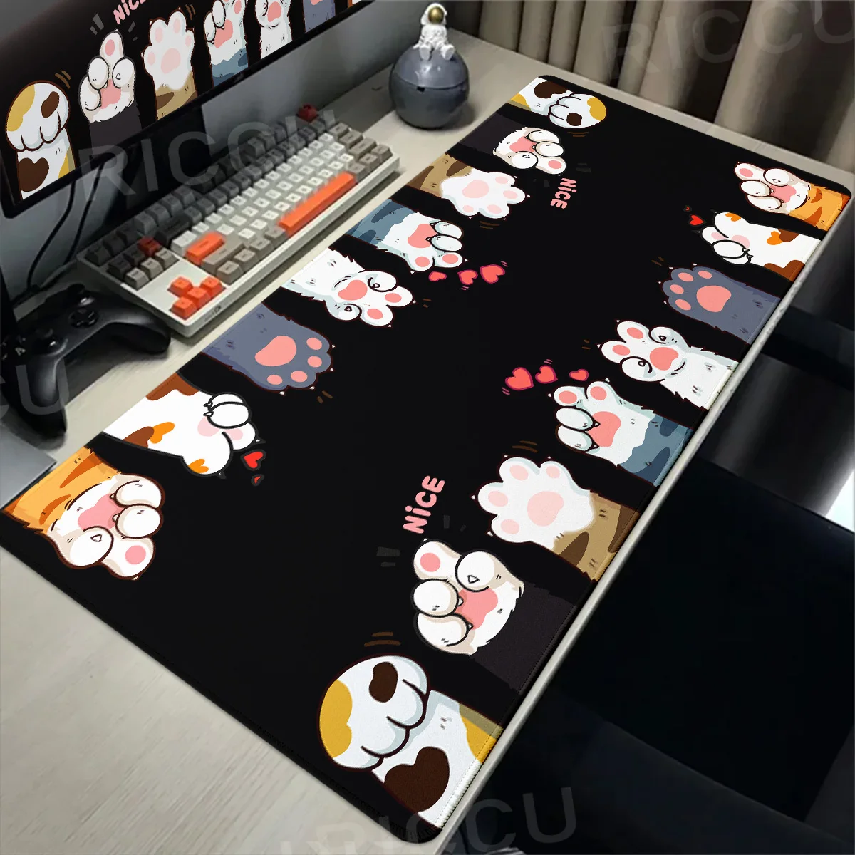 

Cute 90x40cm Catpow Mousepad Large Gaming Mouse Pad Keyboard Mats XXL Mouse Mat Lock Edge E-Sports Desk Pad Office accessories