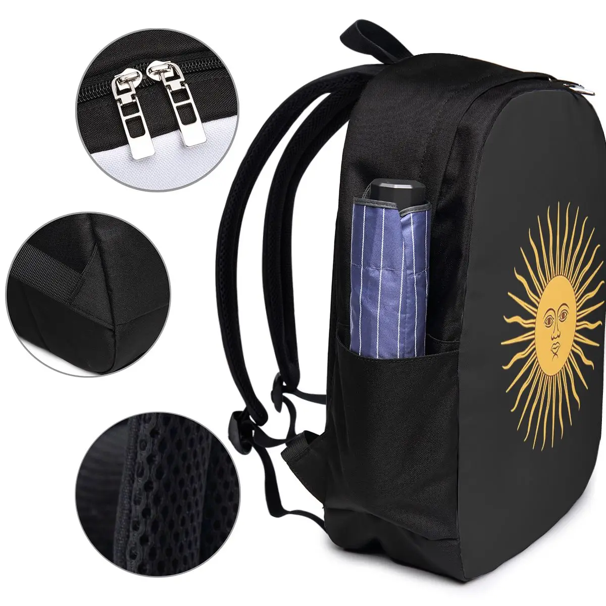 Sun Of May Flag Of Argentina Backpack Travel Notebook Bag Computer College Student School Bag Laptop Shoulder Bags for Men Women view 3