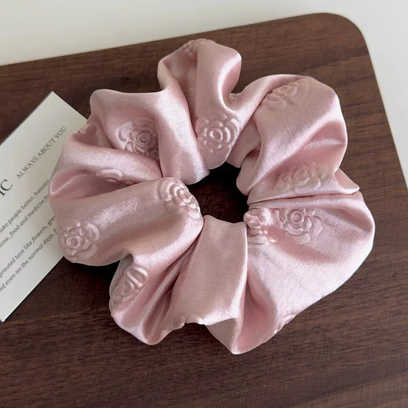 

Luxury Solid-Color Hair Tie Lightly Embossed Satin Hair Tie Effortlessly Chic Hair Accessory for Women