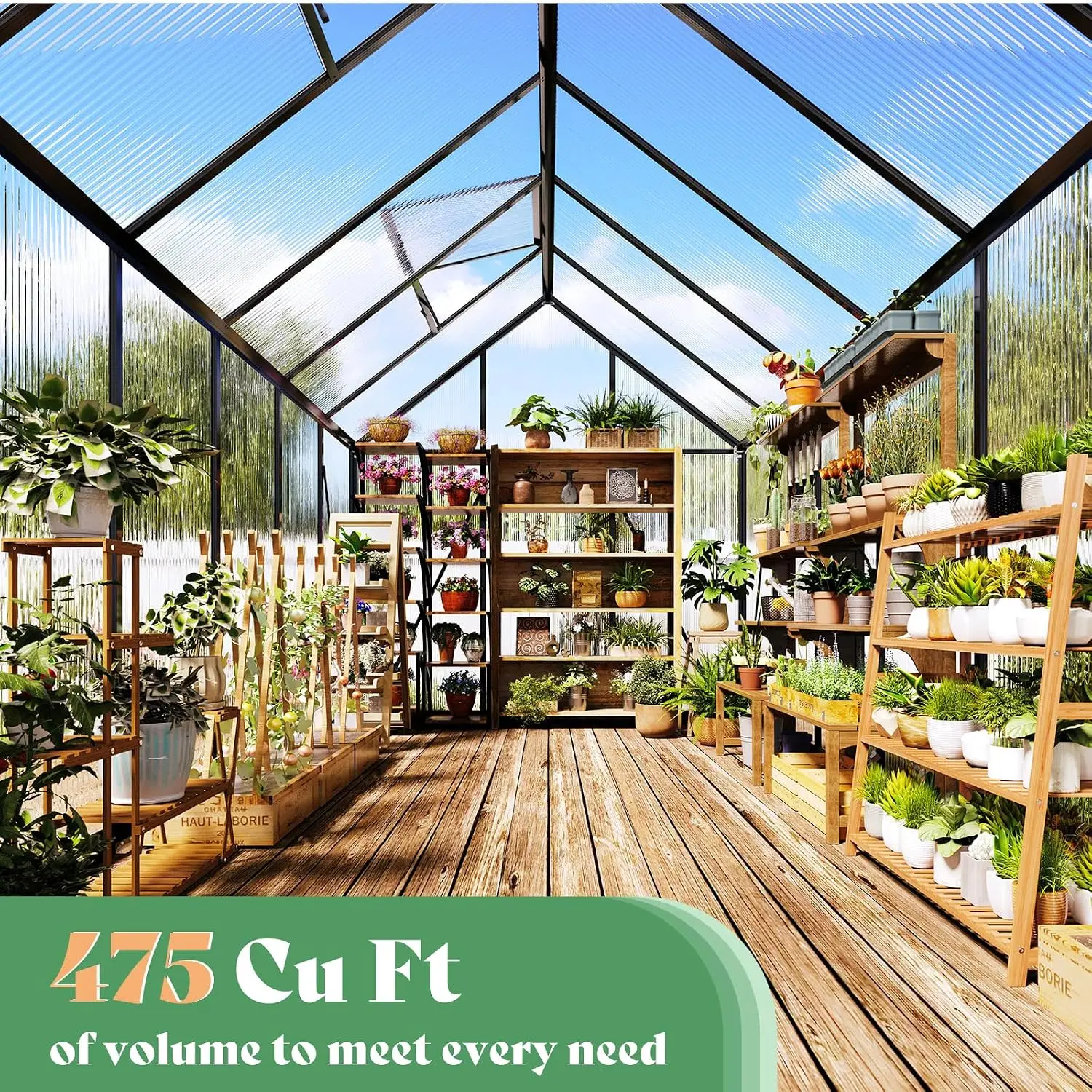 6x16 FT Polycarbonate Greenhouse | Walk-In Design: Aluminum frame with 2 ventilation windows and a swing door for, Customized