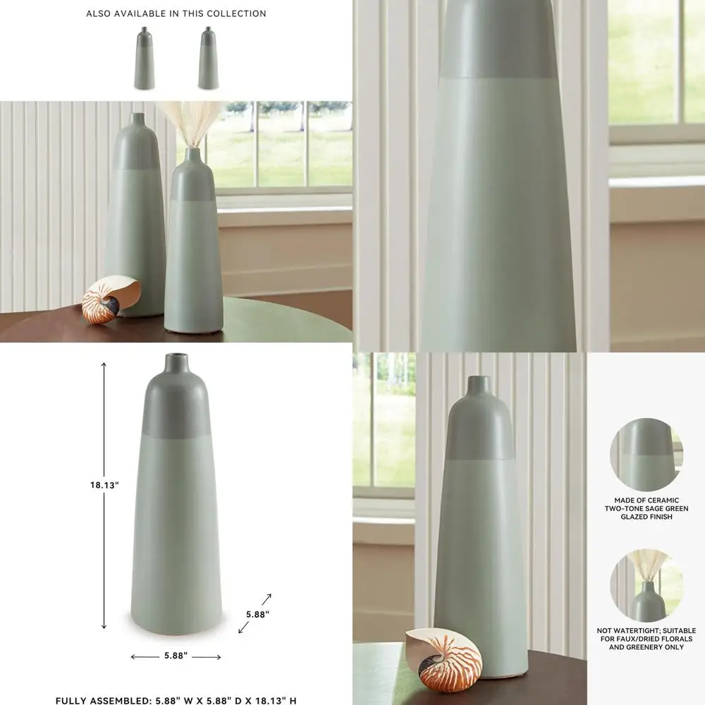 

Светло-зеленая современная глазурованная керамическая настольная ваза (18 см)