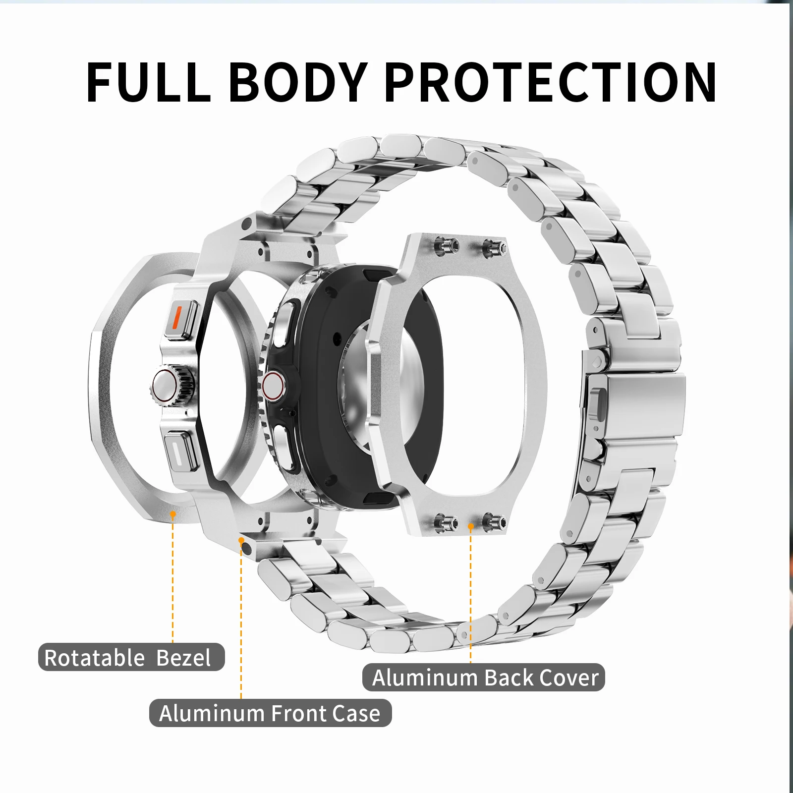 Custodia per kit di modifica di lusso per Samsung Galaxy Watch 8 Bracciale in acciaio inossidabile da 46 mm per Galaxy Watch 8 44 40 Mod Kit cinturino