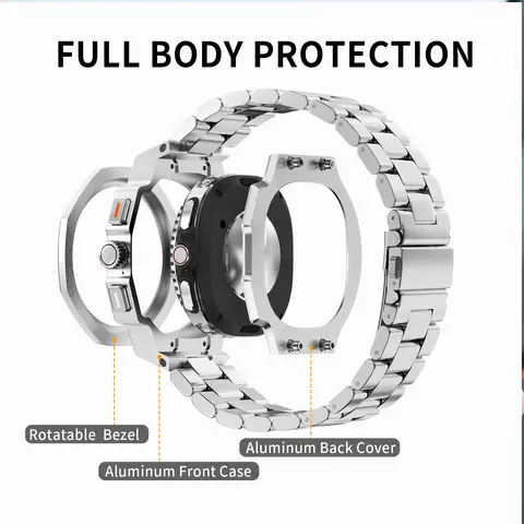 Lyxigt modifieringskit, fodral till Samsung Galaxy Watch 8 46 mm, armband i rostfritt stål för Galaxy Watch 8 44 40, modifieringskit, rem 12 best sales reparationskit för Samsung Galaxy Watch - №2