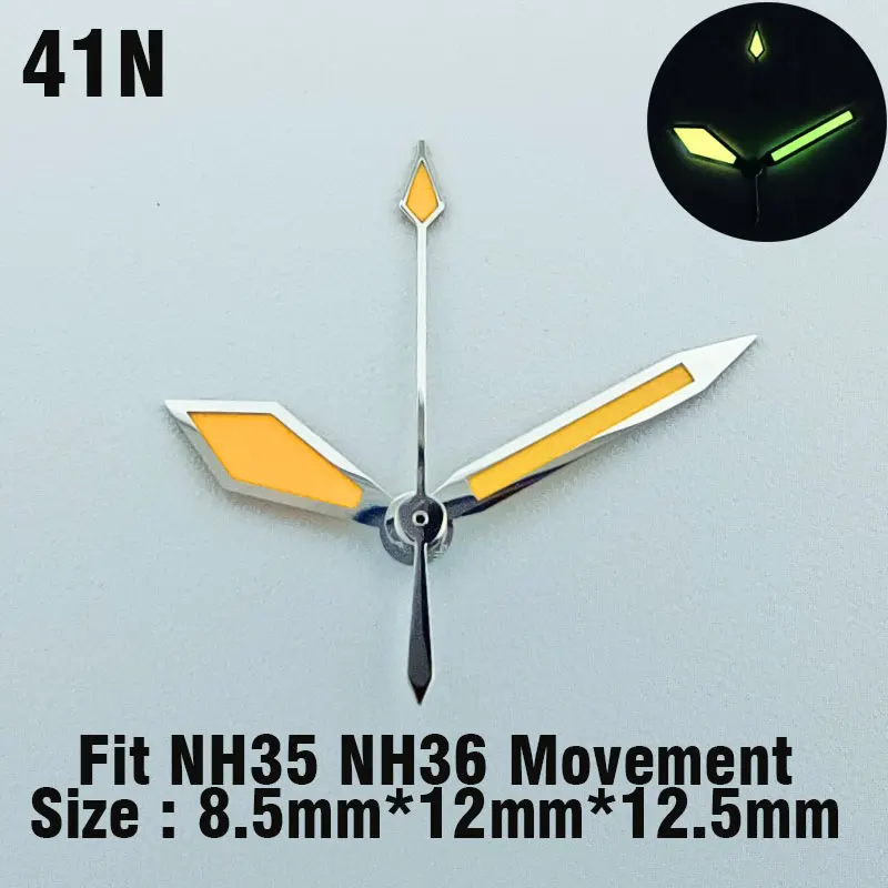 9mm*13mm*13.5mm Green blue Yellow luminous watch hands for NH series 35 36 automatic mechanical movement watch parts