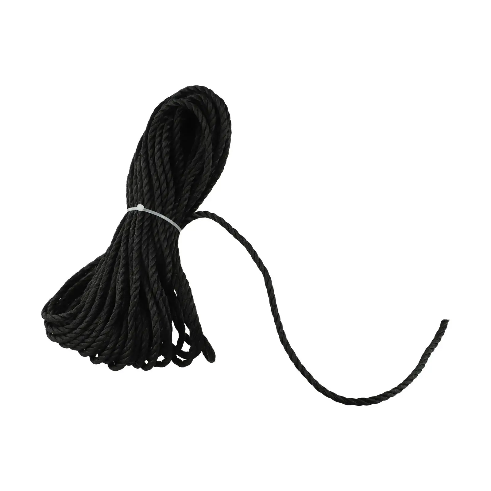 Sleek Design of a Strong HDPE Rope in Black Color Sized at Length of Twenty Meters with Six Millimeter Diameter