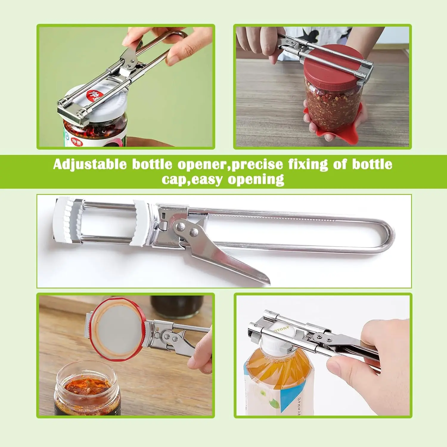 Multi Functional Bottle Opener，Suitable for Weak Hands and the Elderly，With anti Slip Gear Design，Suitable for All Cans Bottles