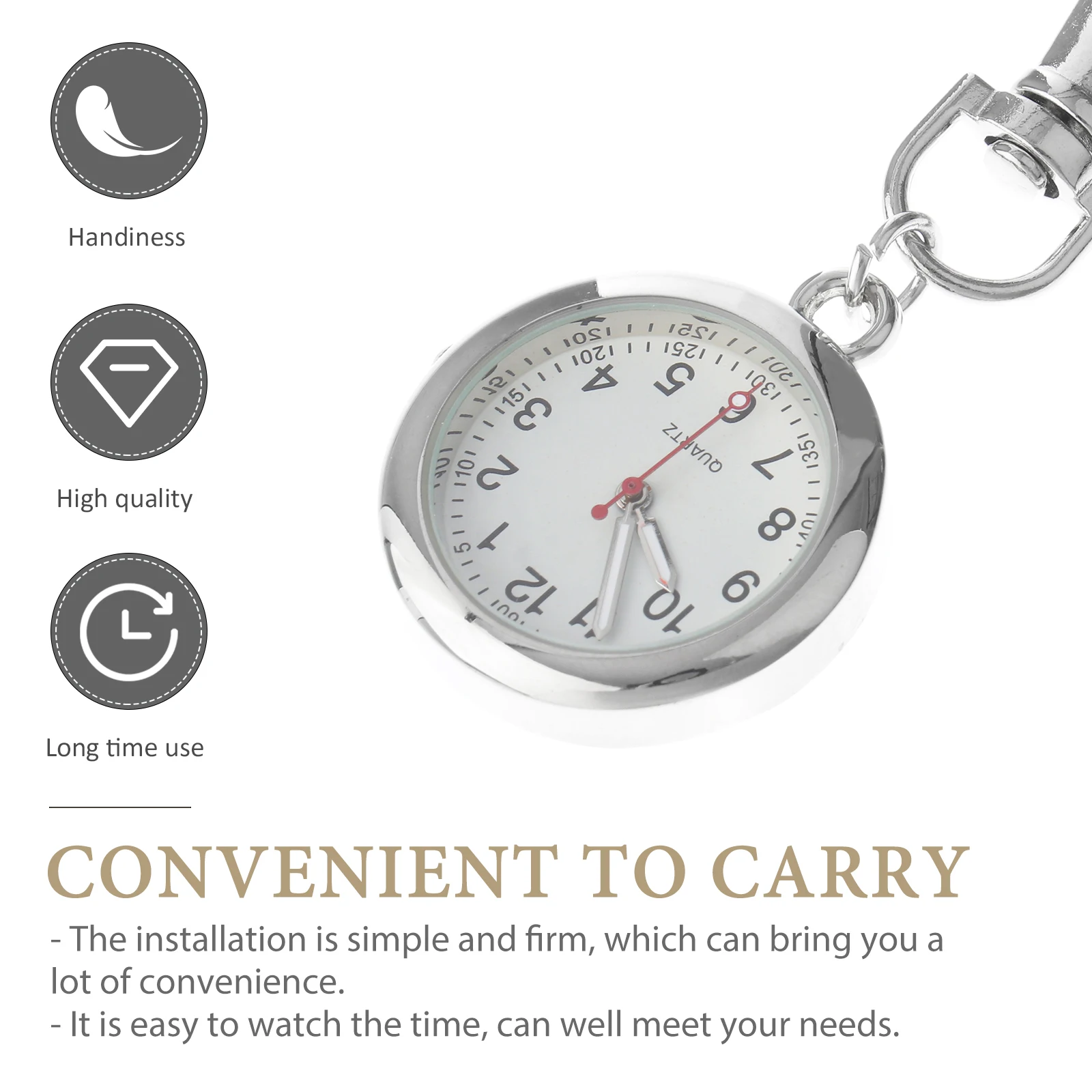 

Nurse Watch Hanging Badge Clock Metal Pocket Mini Keychain Buckle Material: Stainless Steel Fob Child
