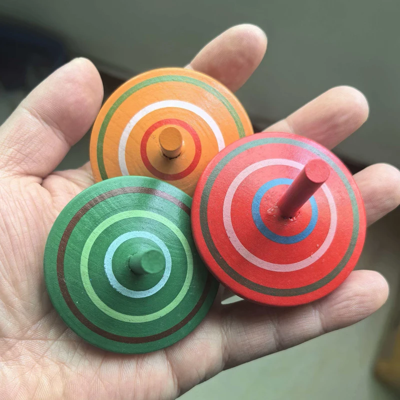 

Novelty Colorful Wooden Spinning Tops Big Size 6CM Gyroscope Toys for Kids Boys Girls Educational Gifts Party Favors
