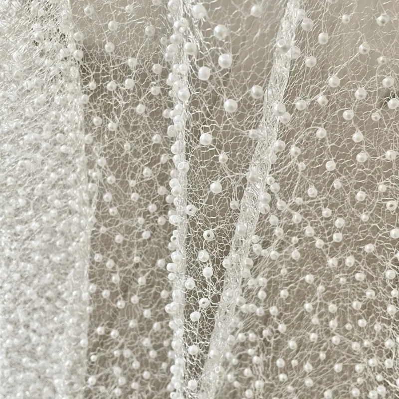 

Pearl White Heavy Duty Mesh Fabric New Women's Summer Dress Evening Dress Handmade DIY Fashion High End Clothing Fabric
