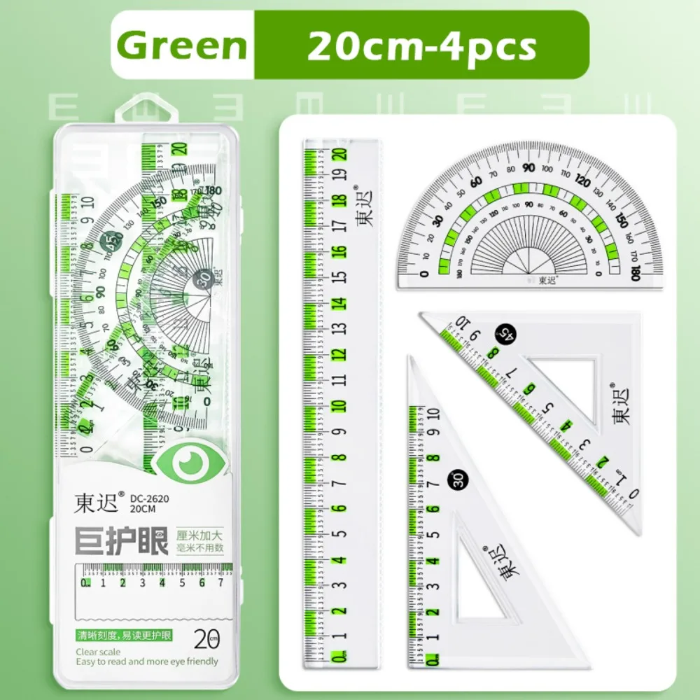 

Набор из 4 прозрачных линеек для защиты глаз, высокоточные измерительные канцелярские принадлежности, транспортир, инструмент для черчения, прямая линейка для школы и офиса