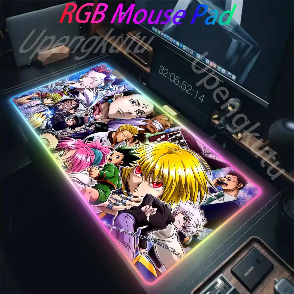 Anime Hunter x Hunters RGB Pc Gamer Keyboard Mouse Pad Mousepad LED Glowing Mouse Mats Rubber Gaming Computer Mausepad