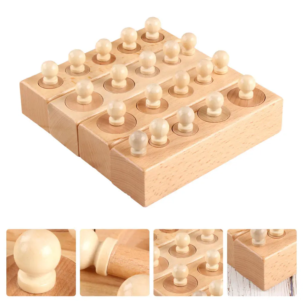 

1 Set Wooden Cylinder Blocks Interactive Educational Plaything Early Childhood Learning Parent Kid Development Games