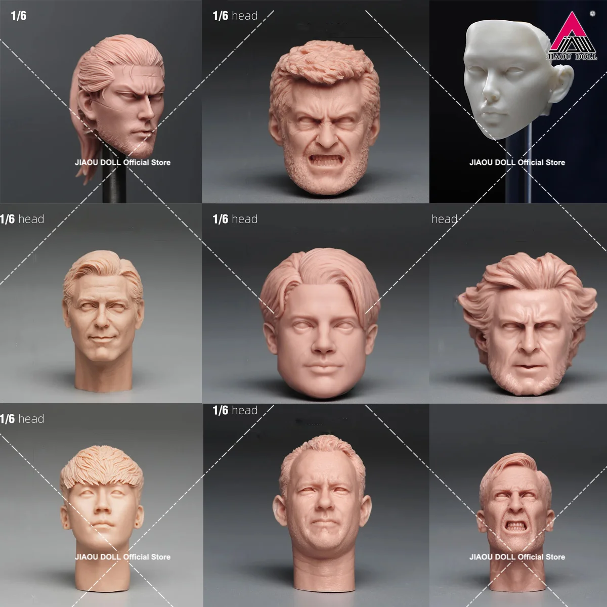 

Special Offer 1/6 Unpainted Europe America Head Sculpt Head Carving Model Fit 12'' Male Soldier Action Figure Body Dolls