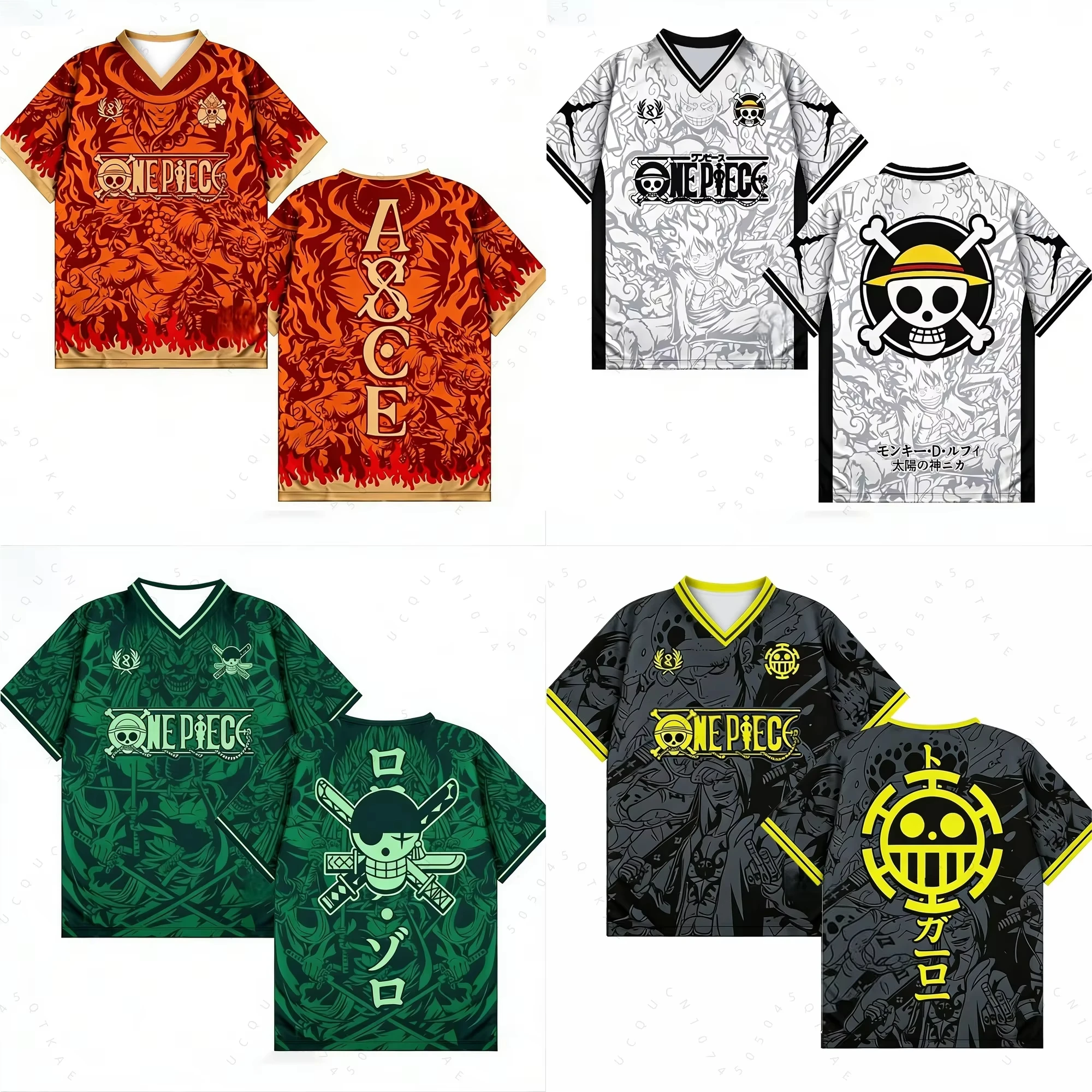 Camiseta Nueva 2026 con Estampado de Anime Japonés One Piece Luffy Gear 5, Cuello en V, para Hombre y Mujer, Diseño Manga 2025, Color Blanco