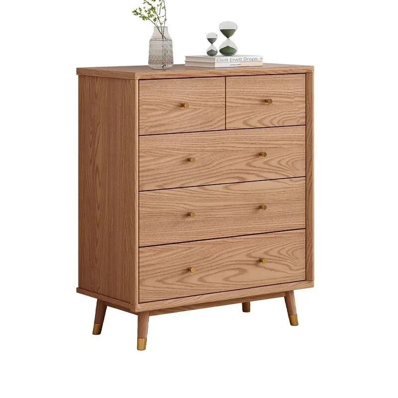 

Solid wood chest ash wood bedroom bedside cabinet large capacity simple storage cabinet living room wall drawer cabinet