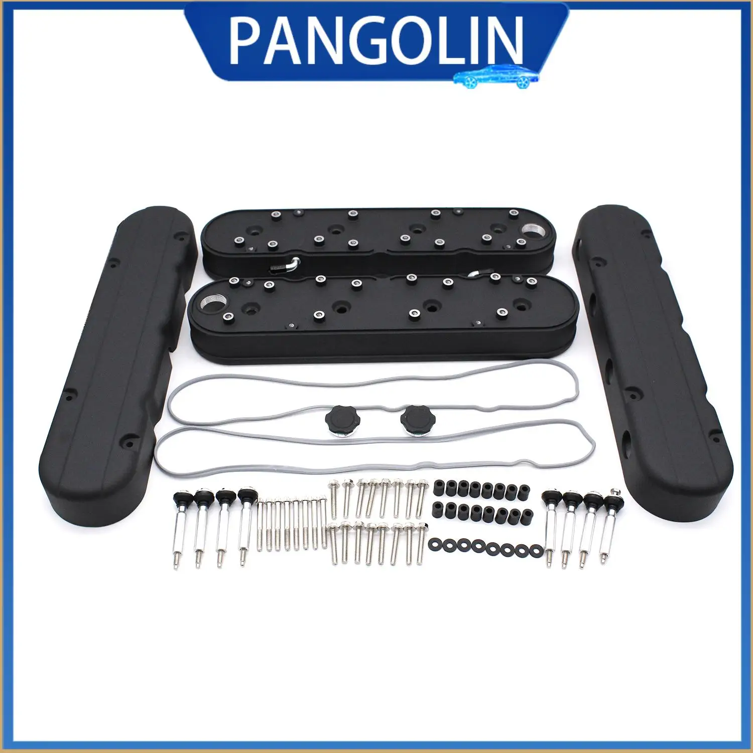 

Крышки клапанов PANGOLIN, гладкие черные, высокая высота, перегородка, монтажная вентиляционная катушка, литая алюминиевая уплотнительная прокладка, низкопрофильные колпачки