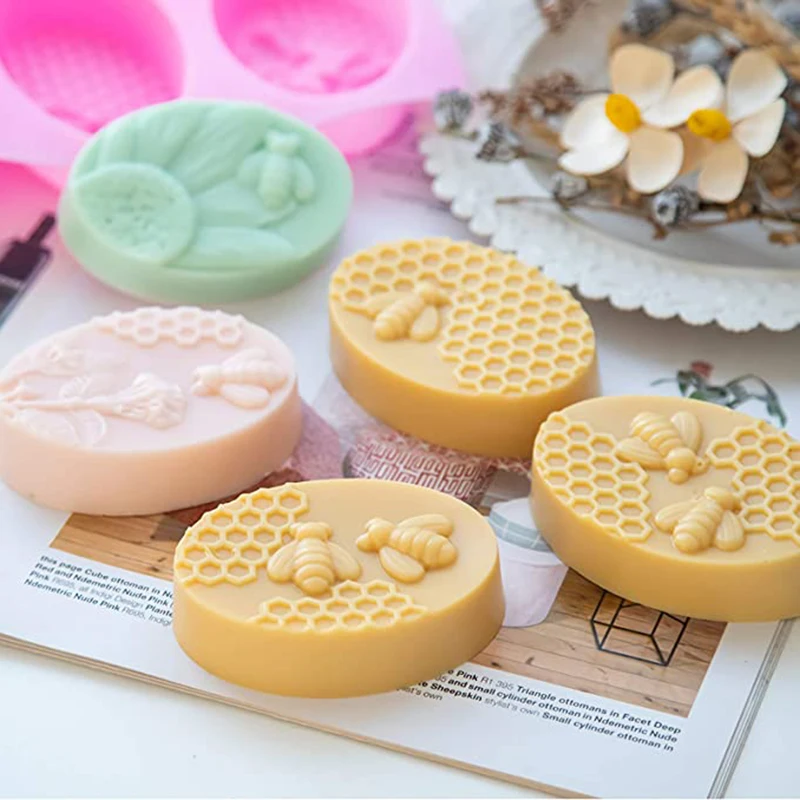 Honeycomb Soap Mold 3D Bumble Bee Stamp For Handmade Lotion Bars Honeybee Wax Melts Bath Bomb Chocolate Dessert Decoration Tools - view 3