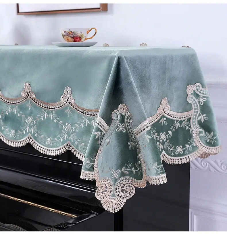 

Embroidery Lace Table Runner Cover, White Hook, Tassel, Piano Mat, Dinner, Hand Sewing, Bead, MF187