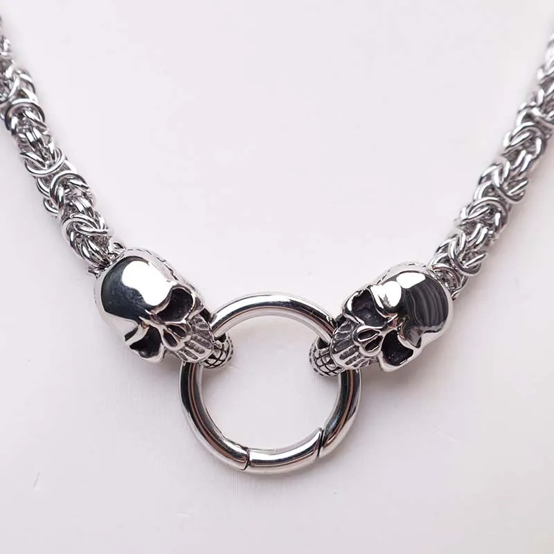 Bold Skull Pendant Necklace for Men, Punk Street Hip Hop Stainless Steel Thick Chain Jewelry Gift