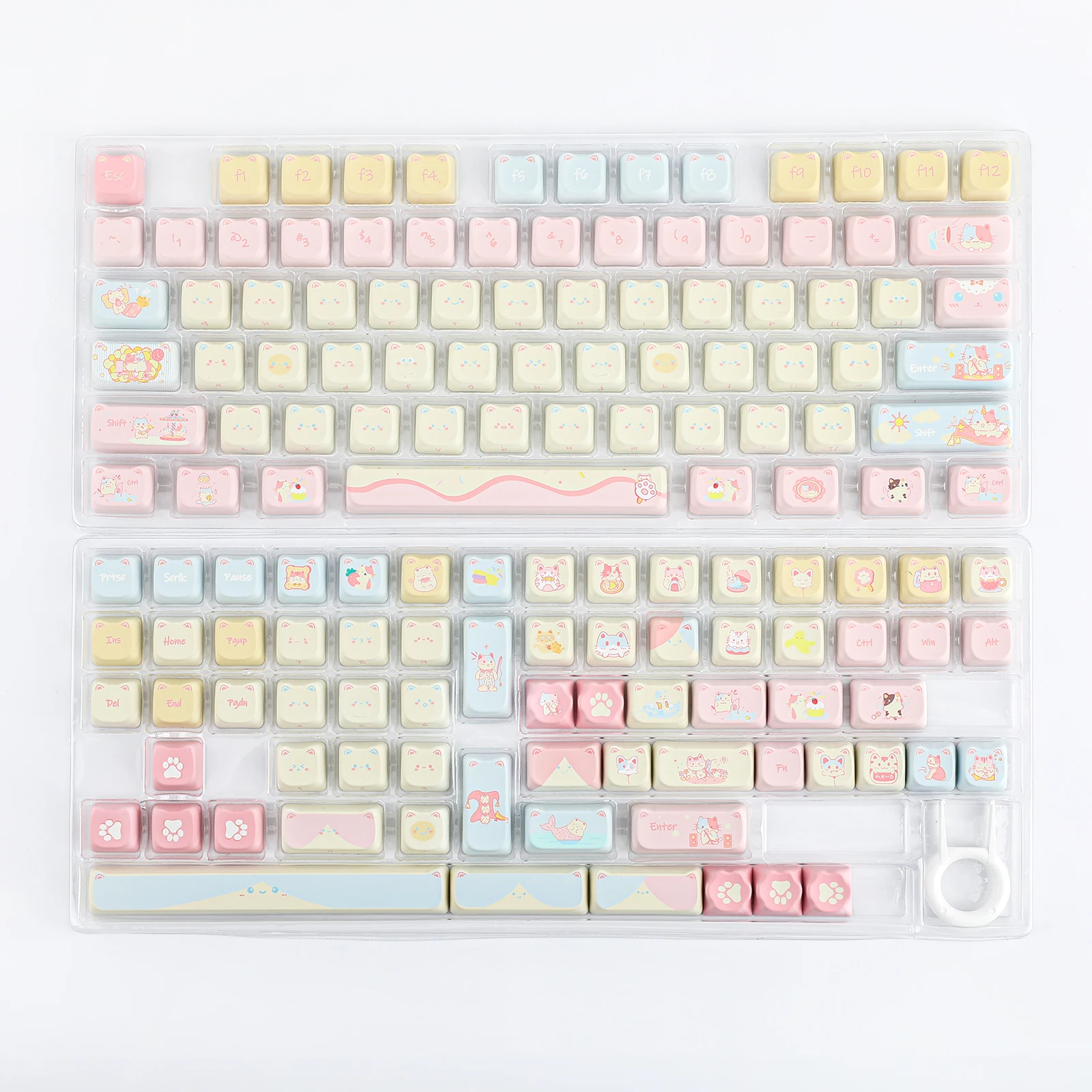 KiiBOOM Cat Paradise Keycaps 141-key PBT MAO Full Five-sided Dye Sublimation Keycaps Set for Mechanical Gaming Keyboard