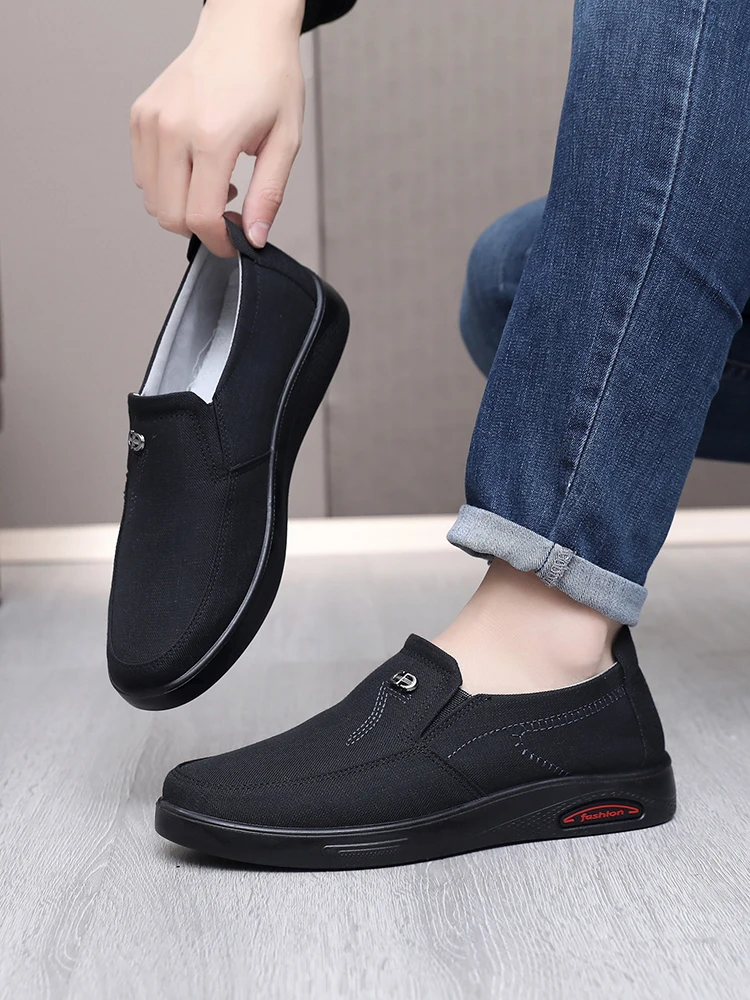 men casual middle-aged elderly fathers spring autumn single shoes soft soles lightweight non slip loose and comfortable