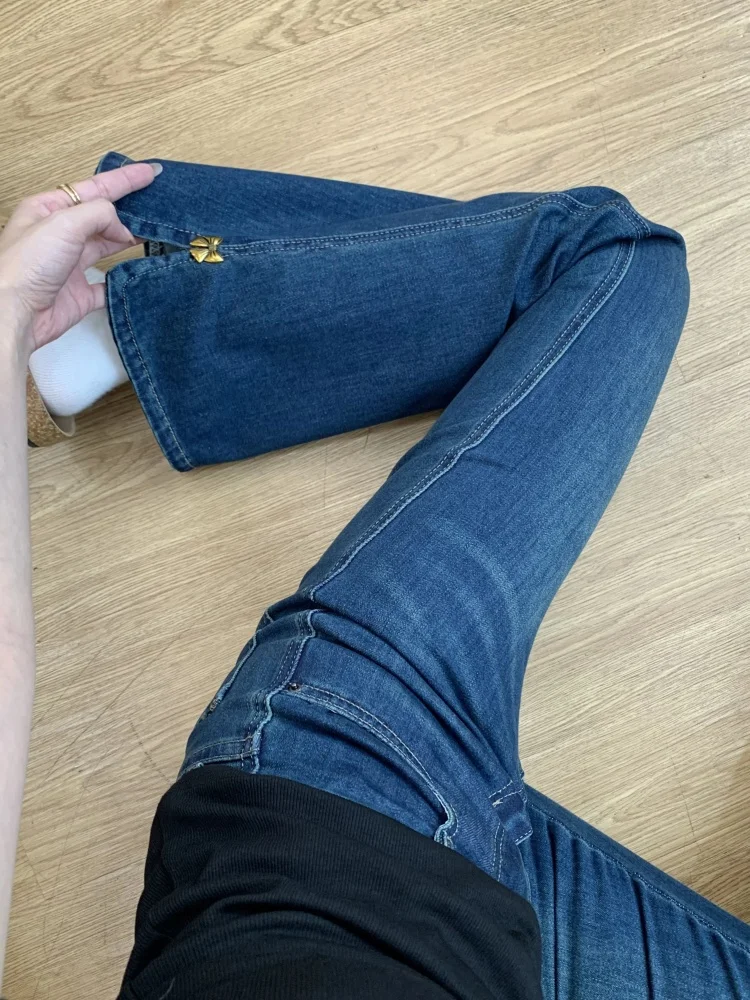 Hohe Taille Bell Bot Denim Jeans frauen Frühling Herbst Neue Sle plus Größe Knoten Retro Stretchy Ausgestelltes Hosen
