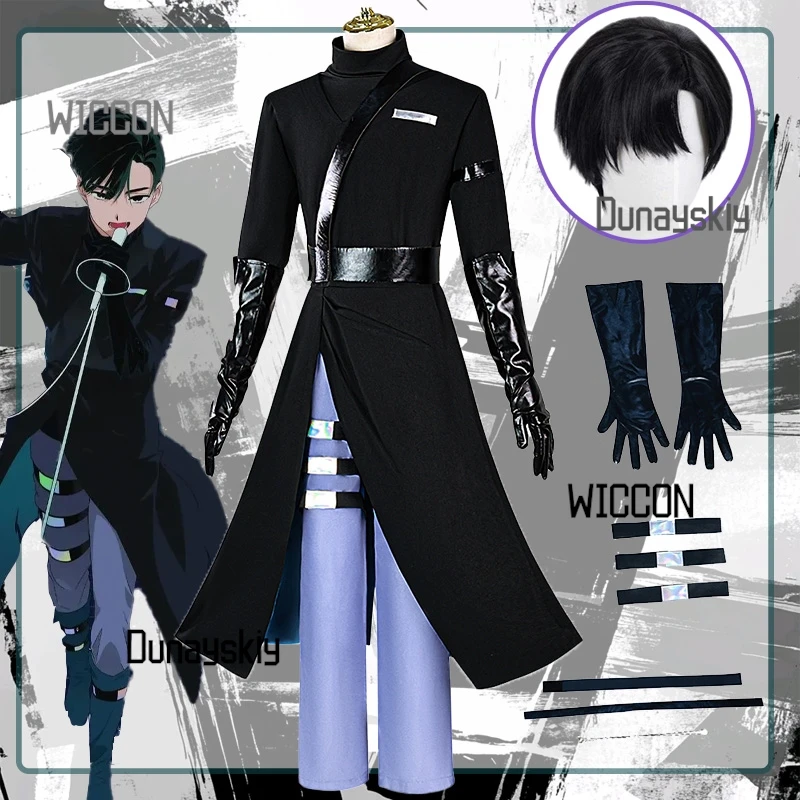 

Anime Alien Stage Ivan Cosplay Costume Black Sorrow Black Uniforms Stage Performance Idol Outfits Party Carnival Dress Up Men
