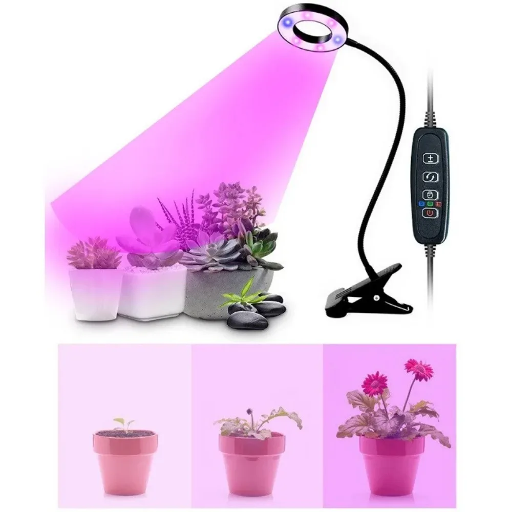 Grow Light LED Gooseneck Plant Growth Lamp,Full Spectrum Dimmable Grow Light Clip-on Desk For Indoor Plants,Timer 3 9 12 hrs