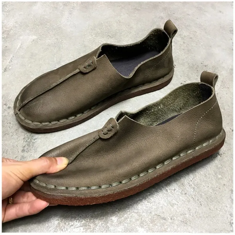 

Barefoot Shoes Men's Genuine Leather Oxford Women's Natural Leather Loafers Retro Single Cowhide Handmade