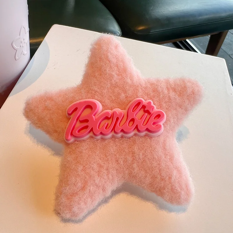 Kawaii Barbie Love Plush Hair Clip Sweet Five-Pointed Star Hair Clip Bow Bangs Bb Clip Furry New Hair Accessories for Women Gift