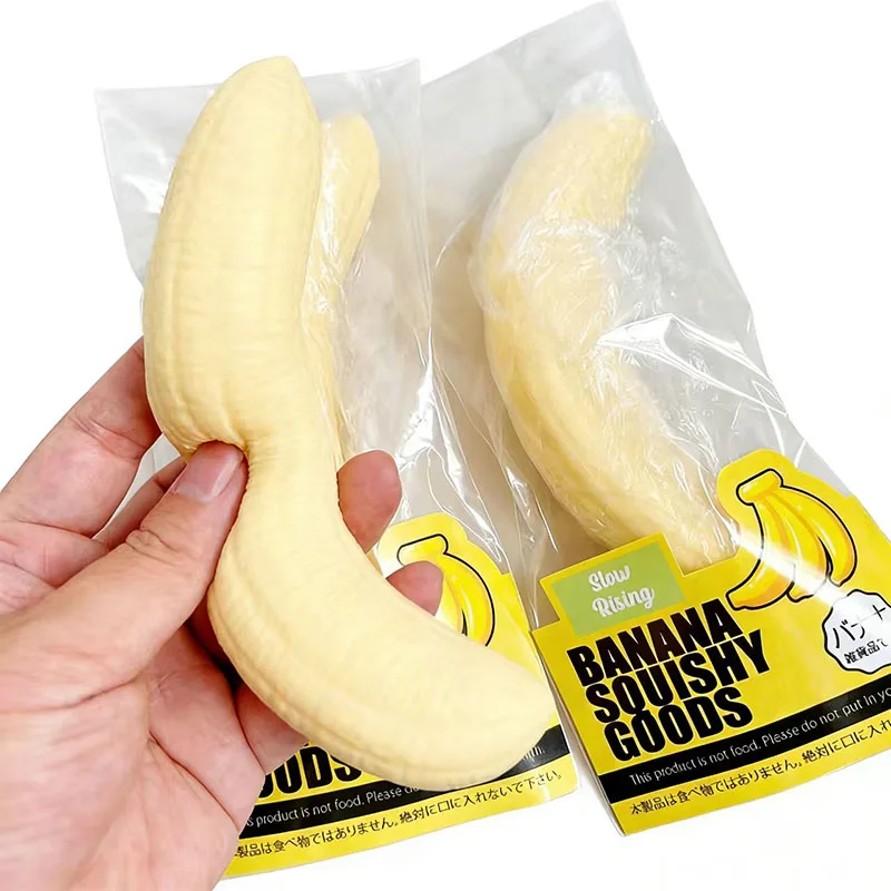 New Squishy Simulated Pulp Banana Squeeze Toy Soft Stress Relief Slow Rising Sensory Fidget for Anxiety Gifts for Kids Adults