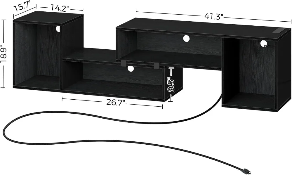 TV Stand, Deformable TV Stand with LED Strip & Power Outlets, Modern Entertainment Center for 45/50/55/60/65/70 inch TVs