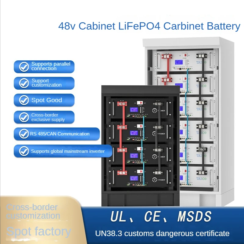 48V100AH LiFePO4 Battery Pack for Home Energy Stacking  5KWH Cabinet, Suitable for Solar, Outdoor and Household Energy Storage