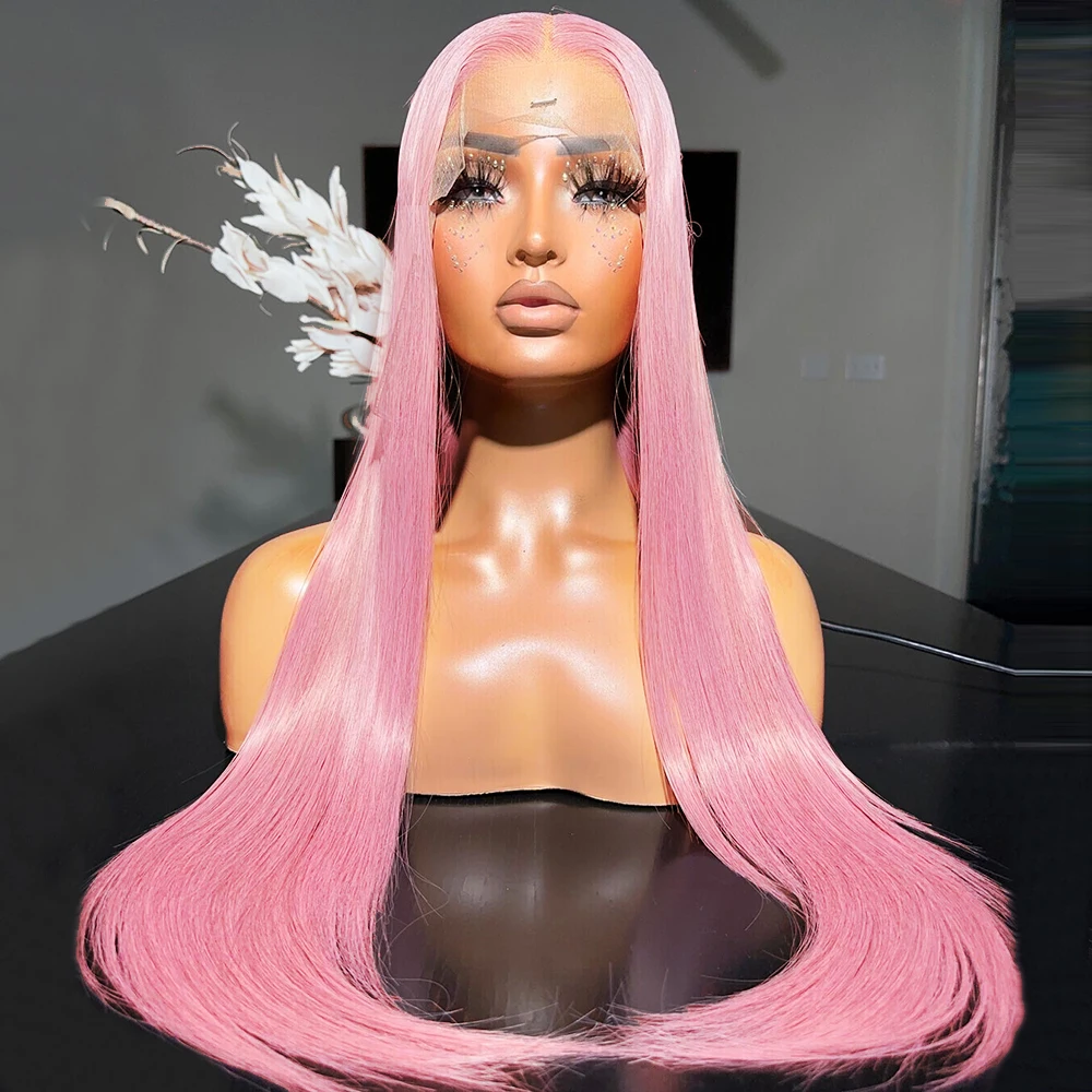 كاريزما وردي فاتح الاصطناعية الدانتيل شعر مستعار أمامي قبل قطعها شعري طويل حريري مستقيم الشعر الباروكات الأمامية للنساء الاستخدام اليومي #1